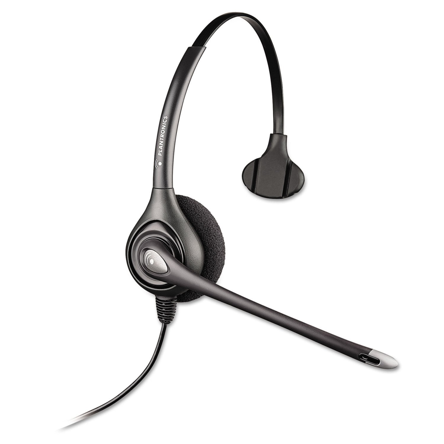 The Plantronics SupraPlus HW251N Wideband USB Headset (HW251N/A) is a single-ear, wired black headset with a boom microphone and adjustable headband, designed for comfortable one-ear listening and enhanced communication.