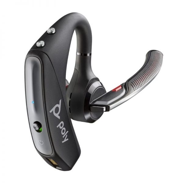 A sleek black Bluetooth earpiece with the brand name 