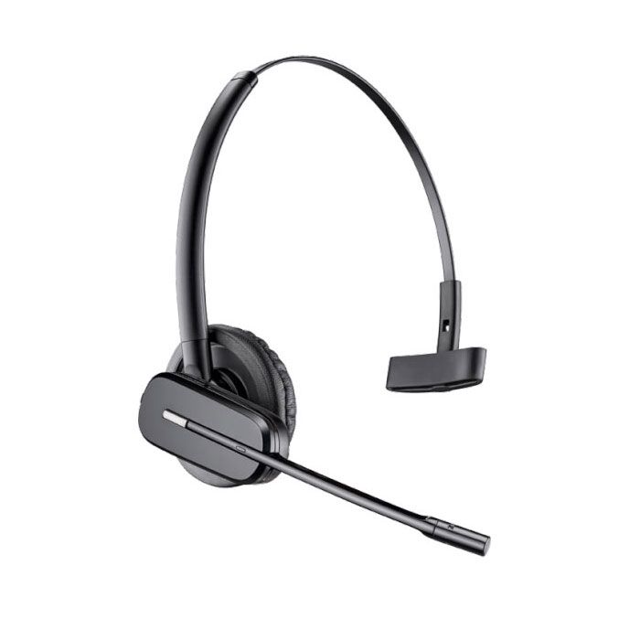 A sleek black wireless headset, the Plantronics CS540 XD Wireless Headset by PLANTRONICS features a single ear cup and an adjustable headband. It includes a long, slim boom microphone that can be positioned near the mouth. With SoundGuard technology for hearing protection, it is perfect for professional or personal use.